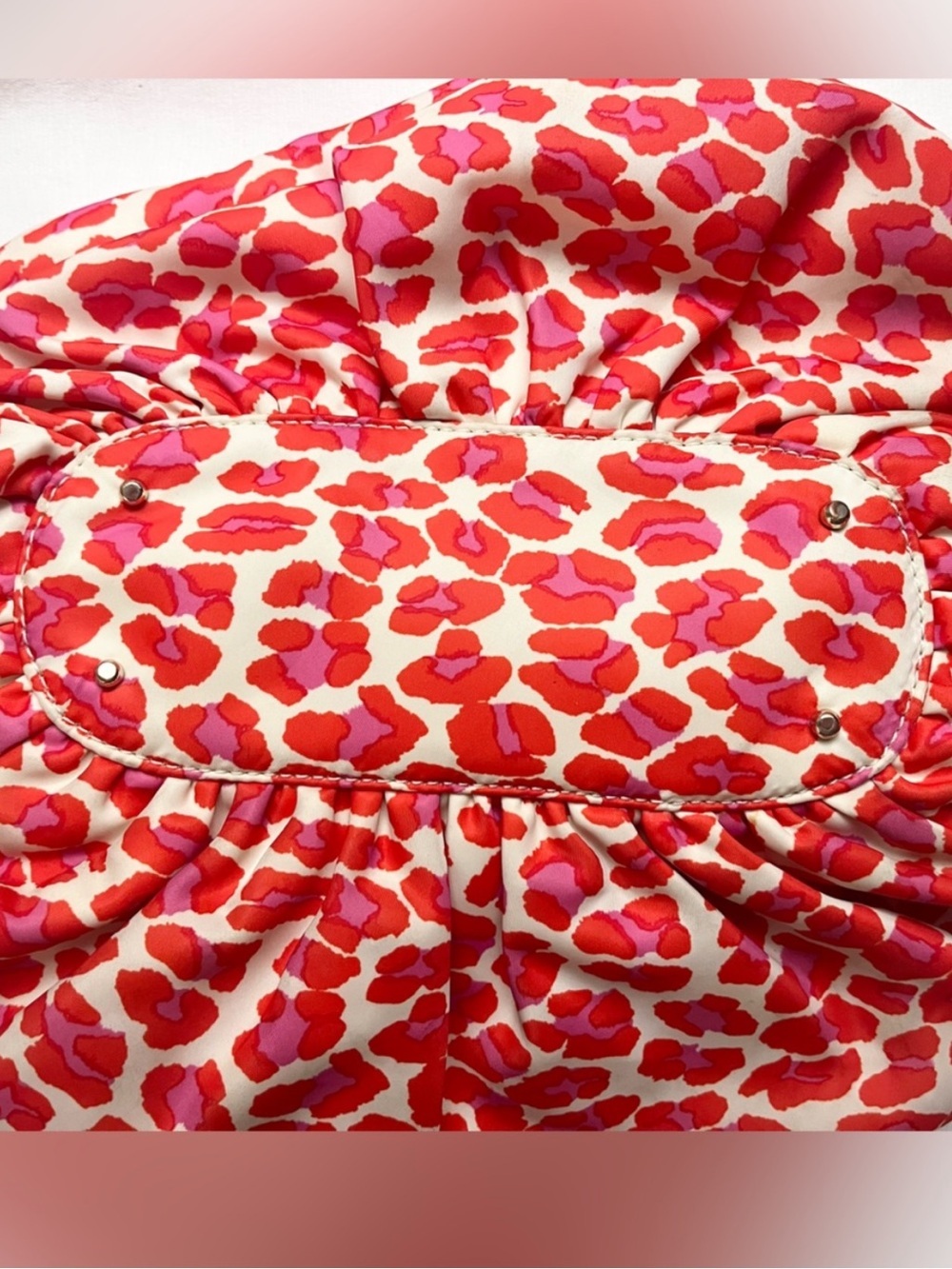 Kate Spade “Into the Wild” Red & Pink Nylon animal print Hobo Slouch bag - Picture 5 of 9